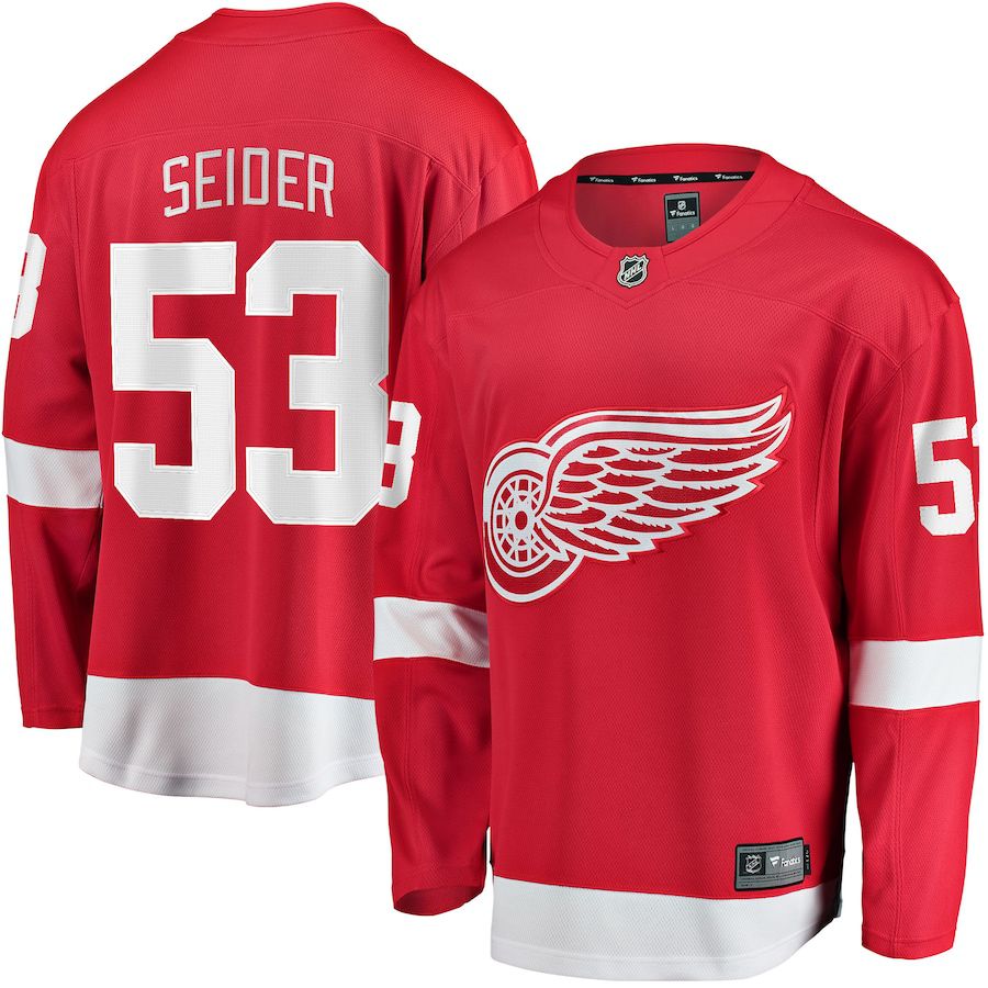 Men Detroit Red Wings #53 Moritz Seider Fanatics Branded Red Home Breakaway Player NHL Jersey->detroit red wings->NHL Jersey